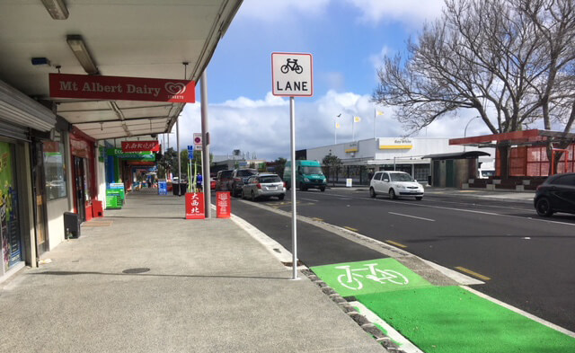 Wide footpaths of Mt Albert town centre